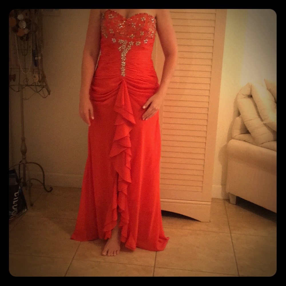 Orange crystal dress